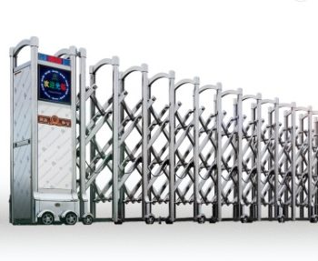 Cổng xếp inox PT-05B1 là loại cổng xếp tự động cấu tạo từ chất liệu inox 201