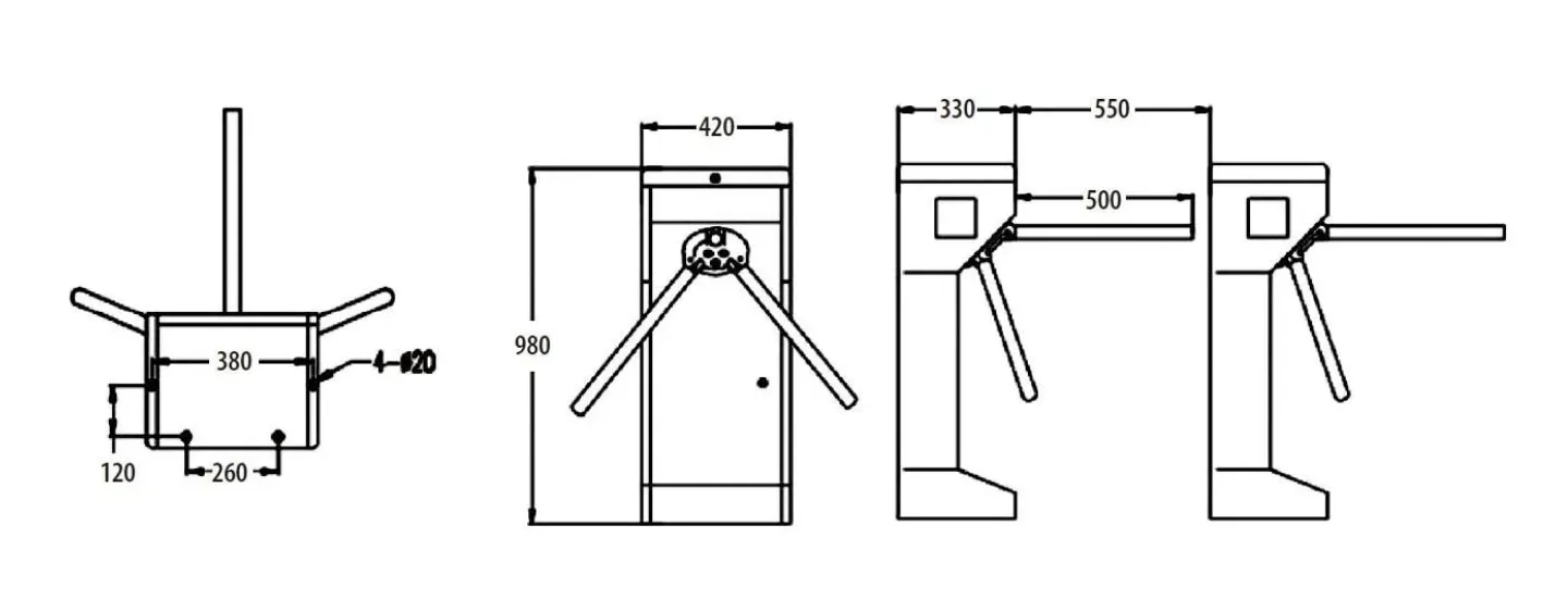 kích thước tripod 1 chân pt-181