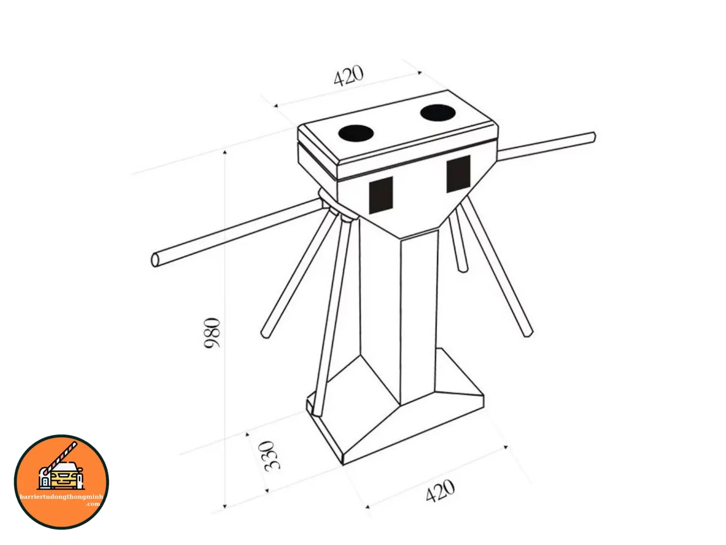 kích thước tay xoay 3 chấu đơn pt-181