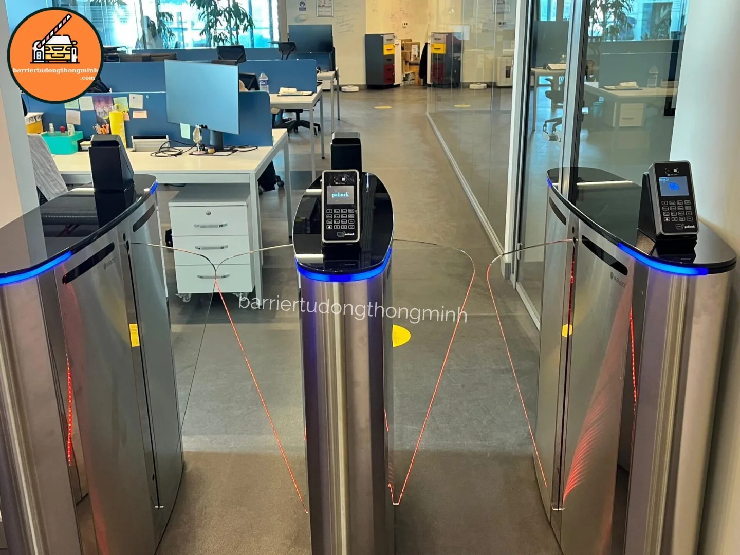 cổng flap barrier điểm danh trường học an giang